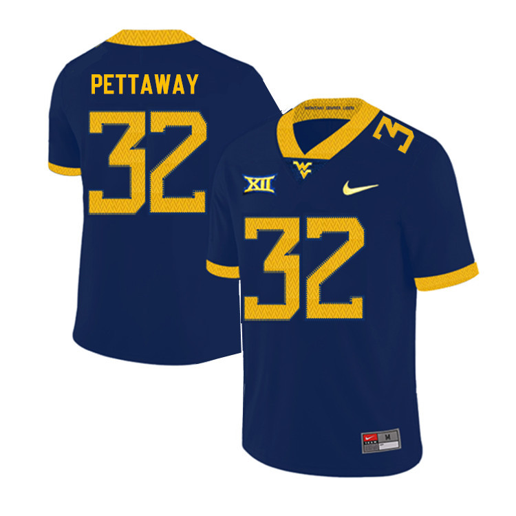 2019 Men #32 Martell Pettaway West Virginia Mountaineers College Football Jerseys Sale-Navy